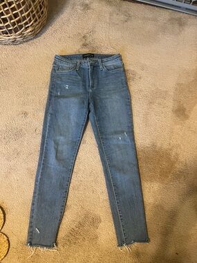 NWOT just black denim skinny jeans light wash raw hem